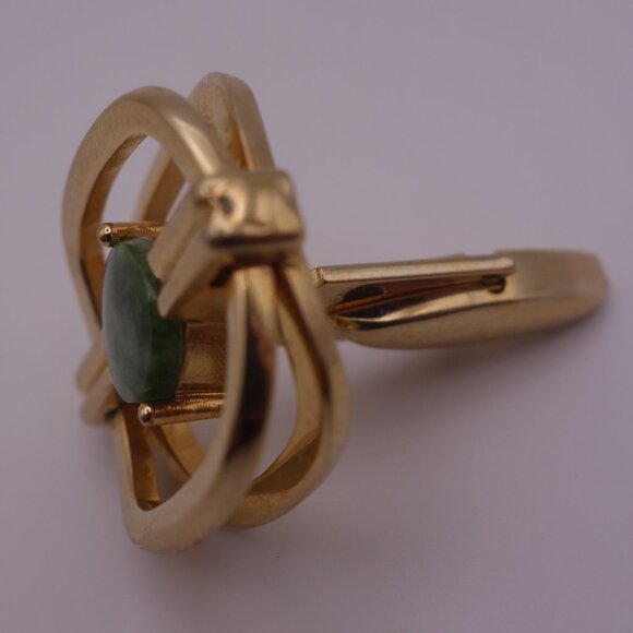 Gold Color Cuff Links with Green Stone PAT 3.208.313 - Picture 15 of 15